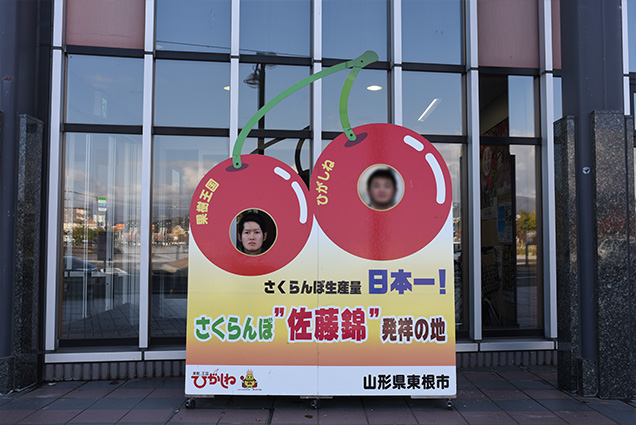 さくらんぼの顔ハメ