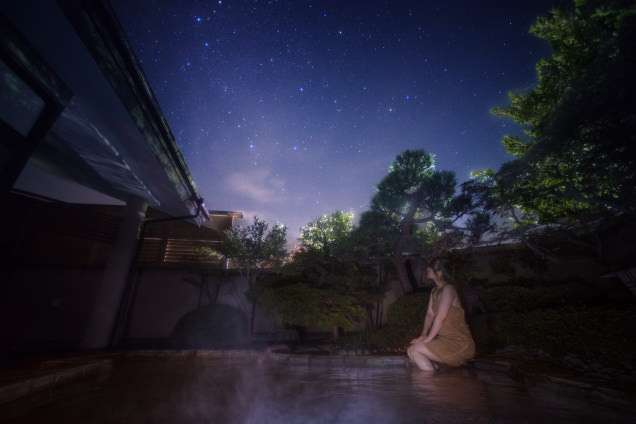 露天風呂から眺めるカシオペア座