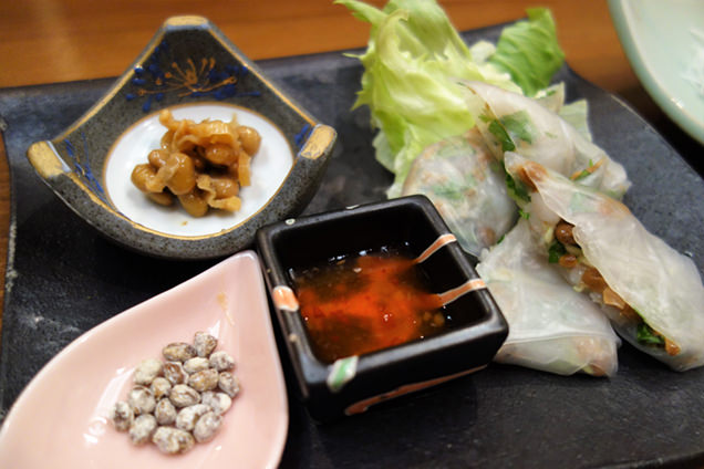 山翠　前菜の納豆
