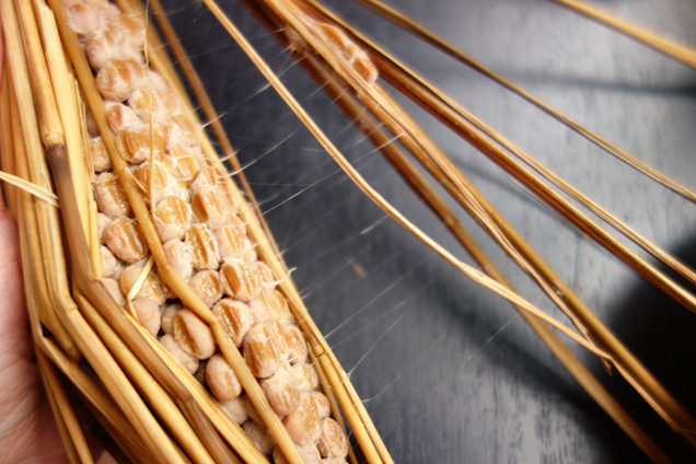 糸を引く藁納豆