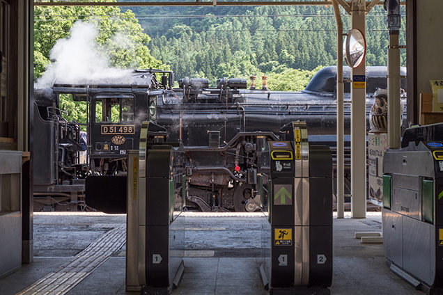 JR横川駅の自動改札とSL