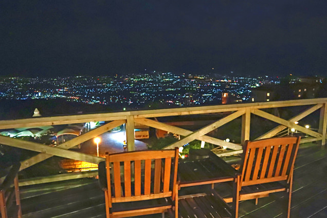 やまなしフルーツ温泉 ぷくぷく　テラスからの景色