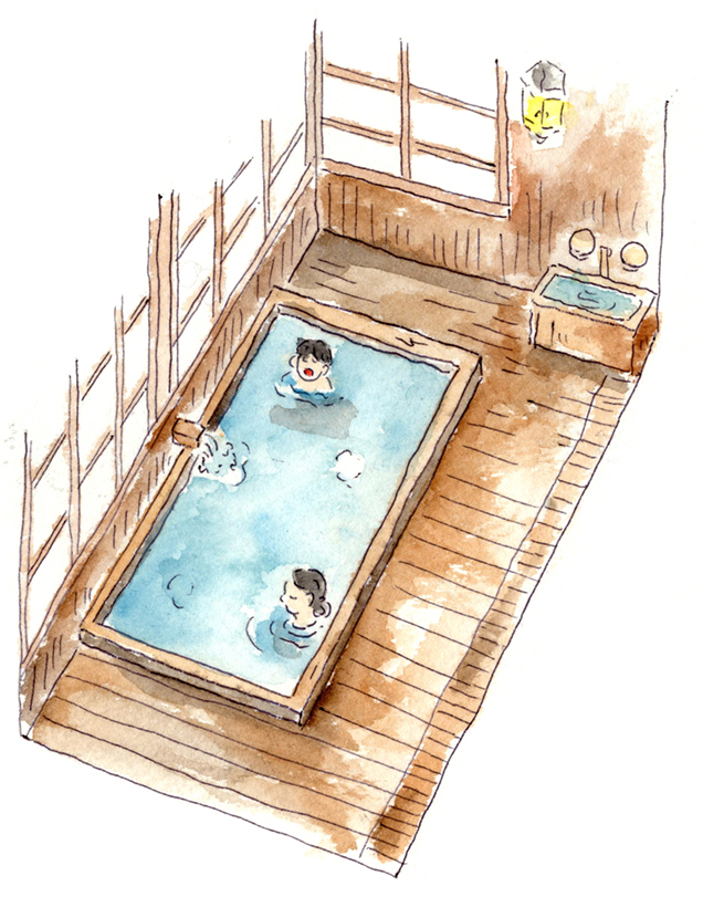 青荷温泉　本館内風呂　イラスト