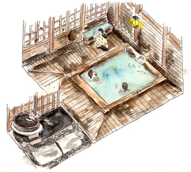 青荷温泉　健六の湯　イラスト