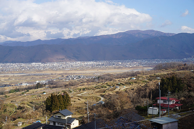 姨捨の棚田と千曲川
