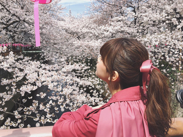 目黒川　桜とライター