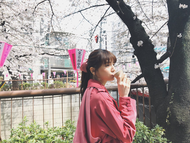 目黒川　桜とライター