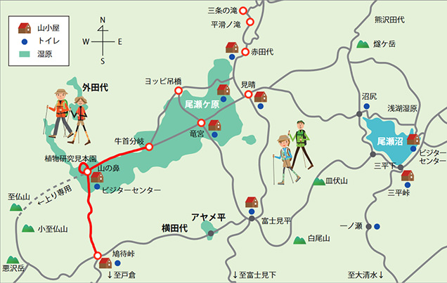 尾瀬MAP　今回のルート