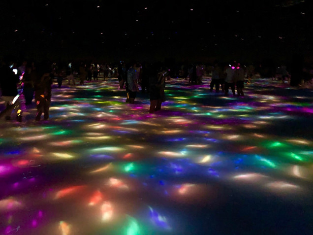 展示「人と共に踊る鯉によって描かれる水面のドローイング - Infinity」