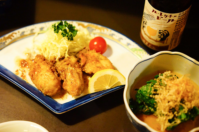 「牡蠣のバター焼き」と「菜の花のおひたし」