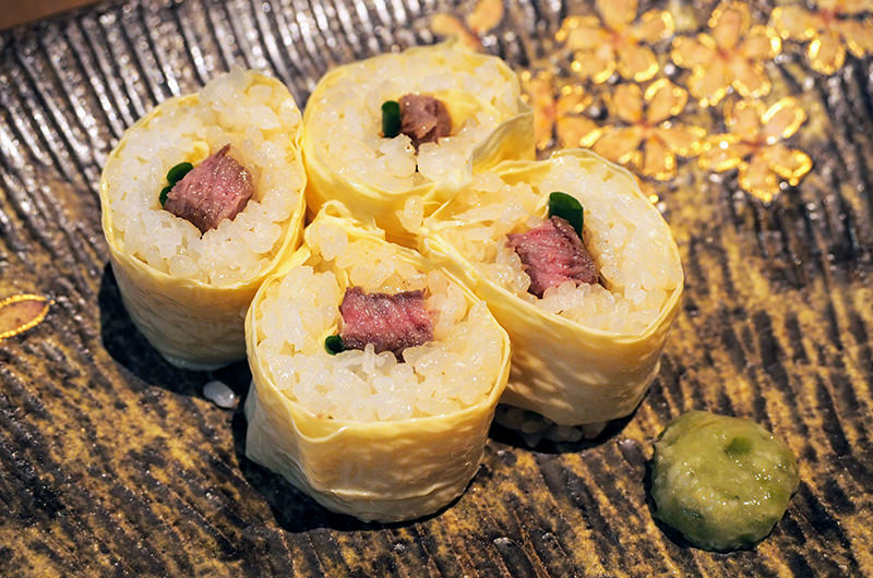 和牛と山葵の湯波巻き
