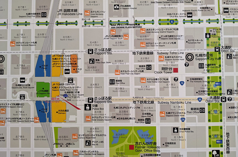 駅前の札幌市街地図