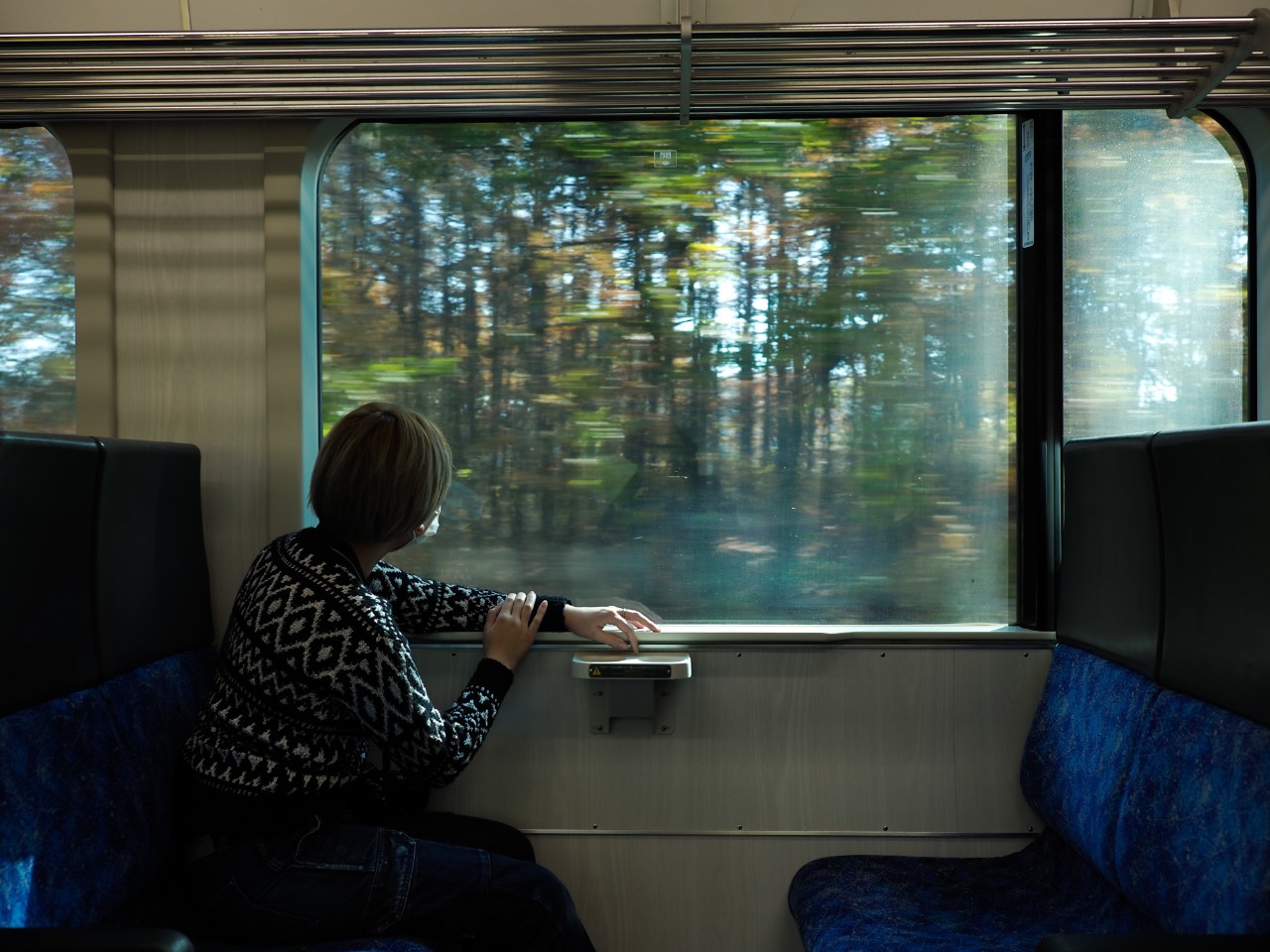 磐越西線 車窓 筆者