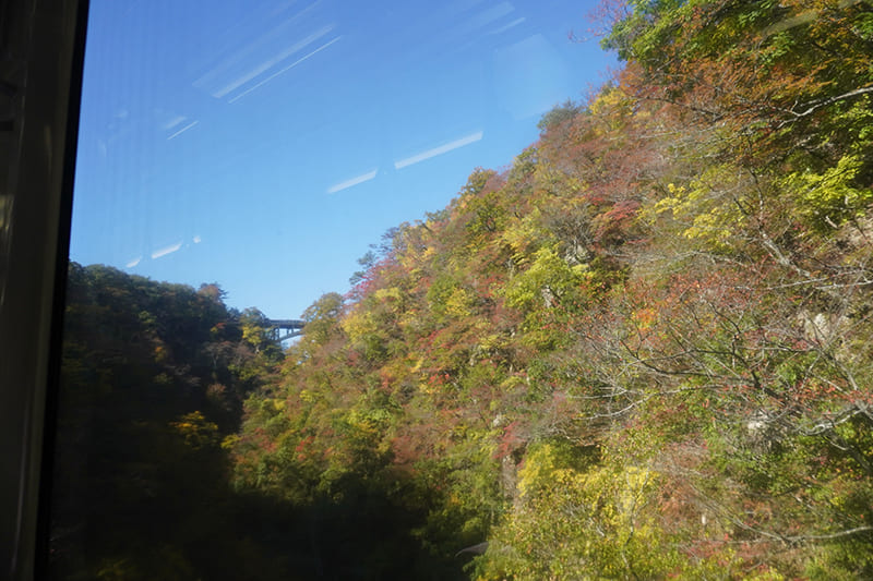 車窓　陸羽東線・中山平温泉駅―鳴子温泉駅間