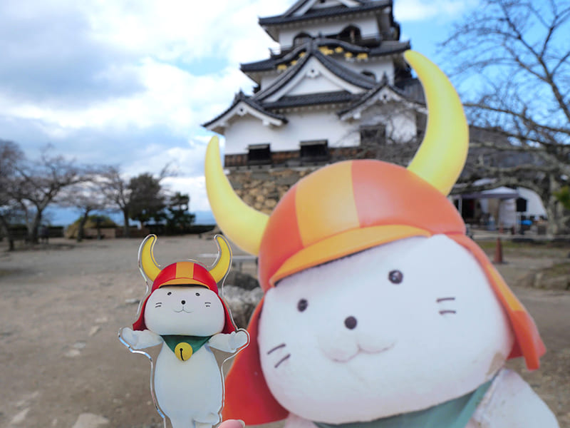 ひこにゃんのパネル　©彦根市　彦根城天守