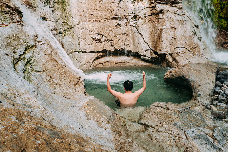 川原毛大湯滝　筆者