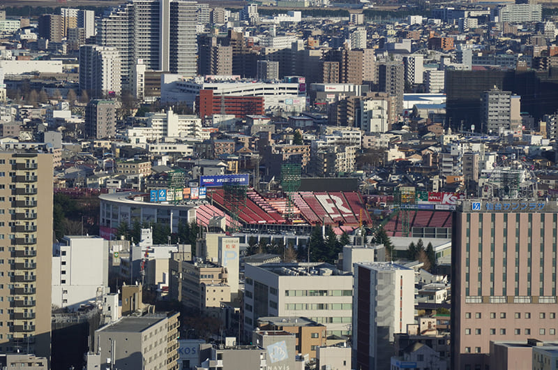 展望台から見える楽天モバイルパーク宮城