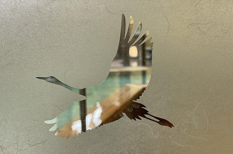 大浴場入り口の鶴のマーク