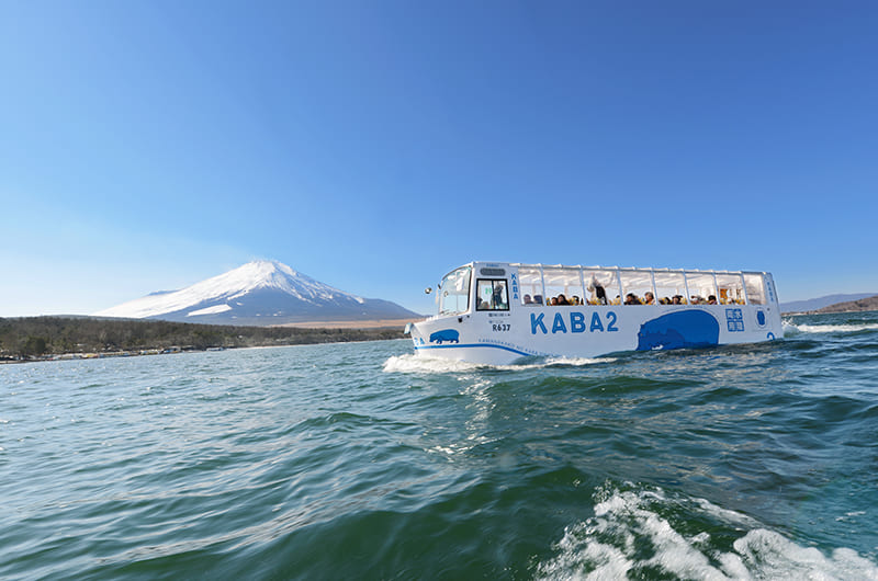 山中湖を走るKABA BUS（写真提供：富士急バス株式会社）