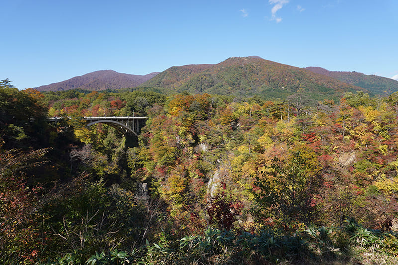 鳴子峡レストハウスからの鳴子峡の眺め