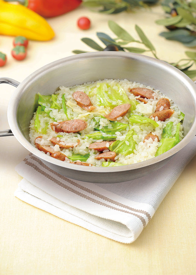 RISO CANOVIETTAのハーブソーセージとキャベツのリゾット