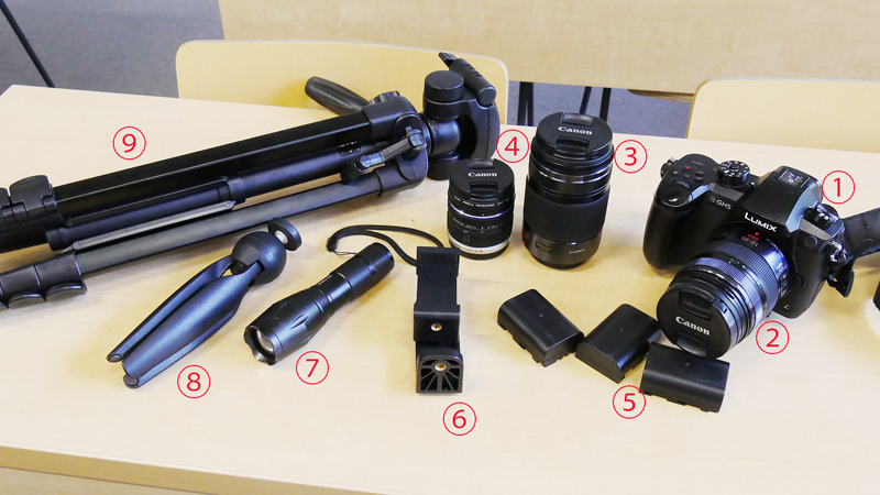  取材時の機材（地主恵亮）