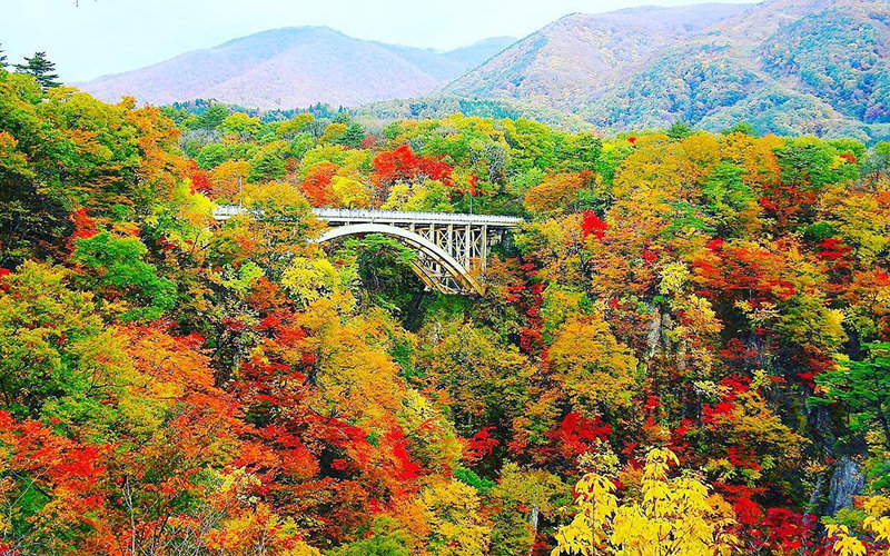 鳴子峡の紅葉景色