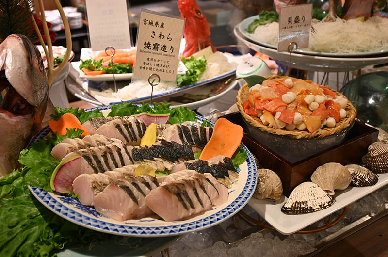 サワラ、貝盛り